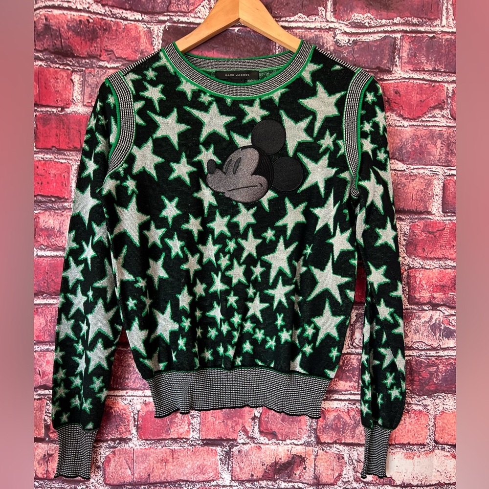 Marc Jacobs x Disney Mickey Mouse Star Jacquard Virgin Wool Sweater NWT S